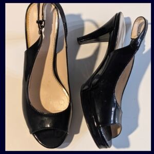 Black Patent Slingback Platform Dress Heels Shoes Size 7 By X-Appeal